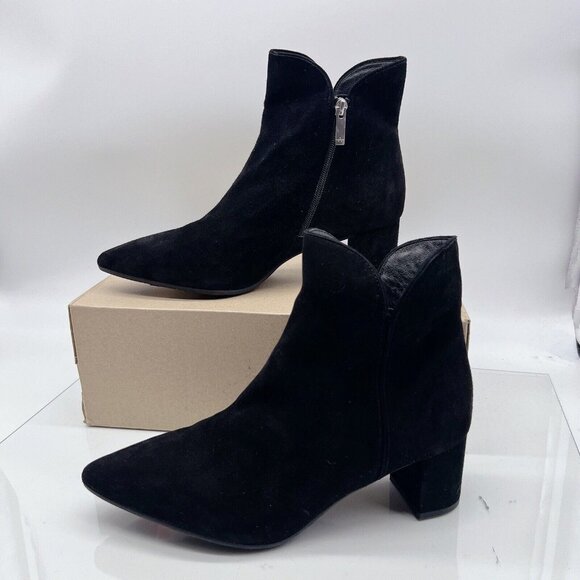 $496 Aquatalia Kaylani Women’s Ankle Boots Bootie Pointed Toe Black Suede US 12